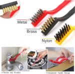 مجموعة تنظيف 3 قطع بأطراف من النحاس والنايلون والفولاذ المقاوم للصدأ 18*3 سم: Kit de nettoyage 3 pièces avec brosses en laiton, nylon et acier inoxydable 18*3 cm S-1032