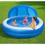 ⁦حوض السباحة للأطفال قابل للنفخ بسهولة Piscine Gonflable Pour Enfants Avec Pare-Soleil et Banquette Confortable 241x140cm Bestway#54337⁩ - الصورة ⁦2⁩