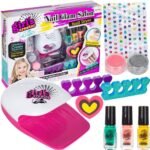 طقم مانيكير وباديكير للأطفال مع طلاء أظافر ومجفف وإكسسوارات : Kit de manucure et pédicure pour enfants avec vernis à ongles, sèche-ongles et accessoires 1610-9
