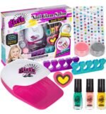 طقم مانيكير وباديكير للأطفال مع طلاء أظافر ومجفف وإكسسوارات : Kit de manucure et pédicure pour enfants avec vernis à ongles, sèche-ongles et accessoires 1610-9