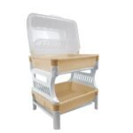 ⁦مجفف ومنظم الأطباق ومختلف الأواني المطبخية بغطاء شفاف Ferdi Plast Egouttoir De Cuisine 2 Étage En Plastique Avec Couvercle Transparent RF-138⁩ - الصورة ⁦3⁩