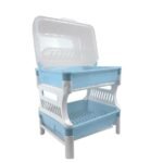 ⁦مجفف ومنظم الأطباق ومختلف الأواني المطبخية بغطاء شفاف Ferdi Plast Egouttoir De Cuisine 2 Étage En Plastique Avec Couvercle Transparent RF-138⁩ - الصورة ⁦4⁩