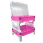 ⁦مجفف ومنظم الأطباق ومختلف الأواني المطبخية بغطاء شفاف Ferdi Plast Egouttoir De Cuisine 2 Étage En Plastique Avec Couvercle Transparent RF-138⁩ - الصورة ⁦5⁩