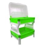 ⁦مجفف ومنظم الأطباق ومختلف الأواني المطبخية بغطاء شفاف Ferdi Plast Egouttoir De Cuisine 2 Étage En Plastique Avec Couvercle Transparent RF-138⁩ - الصورة ⁦8⁩