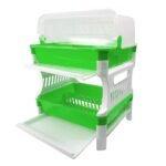 ⁦مجفف ومنظم الأطباق ومختلف الأواني المطبخية بغطاء شفاف Ferdi Plast Egouttoir De Cuisine 2 Étage En Plastique Avec Couvercle Transparent RF-138⁩ - الصورة ⁦9⁩